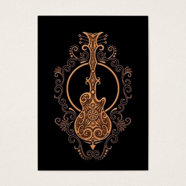 Design complexe de guitare Brown sur le noir (Devant)