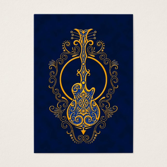 Design complexe de guitare dorée bleue (Devant)