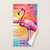 Design d'art Flamant rose Sunset (Serviette à main)