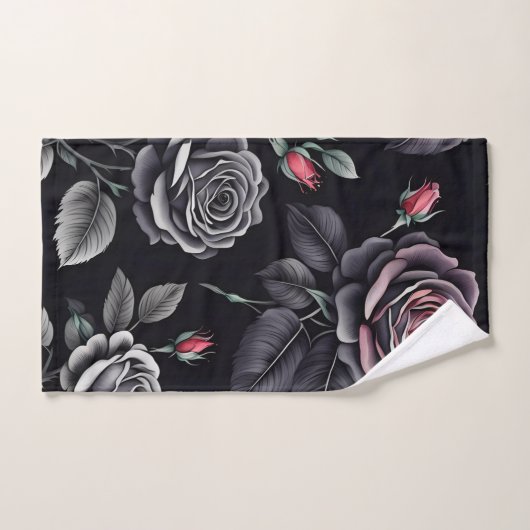 Design d'art floral Rose sombre (Serviette à main)