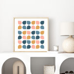 Design d'art géométrique moderne du milieu du sièc<br><div class="desc">Un design d'art géométrique moderne du milieu du siècle dans des tons doux et sobres de rose roux,  de jaune moutarde et de bleu ardoise.</div>