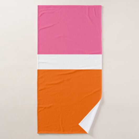 Design de bloc de couleur rose blanc orange clair (Serviette de bain)