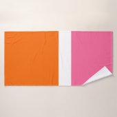 Design de bloc de couleur rose blanc orange clair (Serviette de bain)