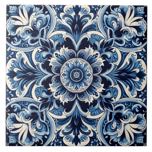 Design de carreaux en azulejo bleu d'Indigo rustiq (Devant)