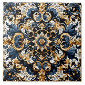 Design de carreaux floraux bleu et or (Devant)