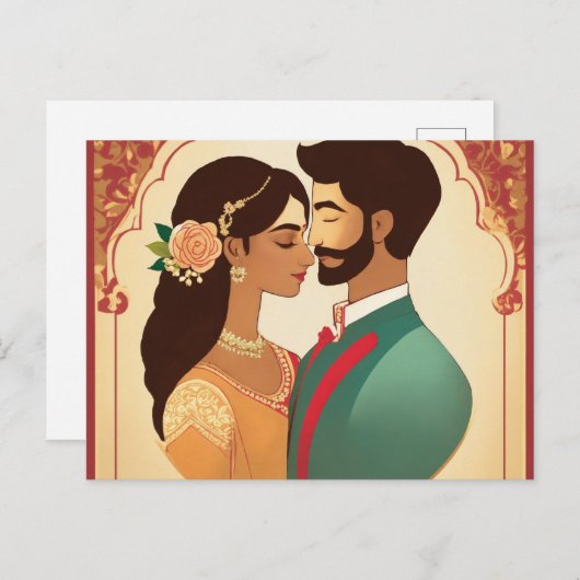 design de carte mariage, simple et élégant, couple (Devant / Derrière)