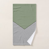 Design de chevrons noir et blanc et triangle vert (Serviette à main)