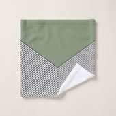 Design de chevrons noir et blanc et triangle vert (Gant de toilette)