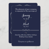 Design de coeur Faire-part de mariage bleu simple (Devant / Derrière)