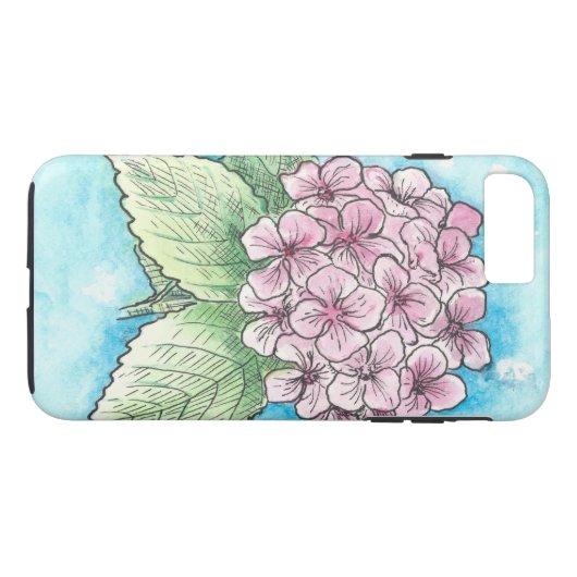 Design de fleurs d'Hydrangea sur coque iphone (Dos (Horizontal))