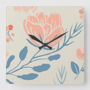 Design de fleurs élégant sur horloge murale