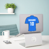 Design de maillot de football en bleu. autocollant (Ordinateur portable sur le bureau)