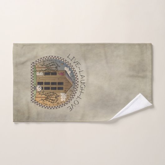 Design de pays primitif Live Laugh Love (Serviette à main)