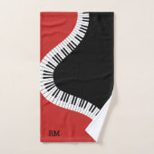 Design de piano monographique rouge blanc et noir (Serviette à main)