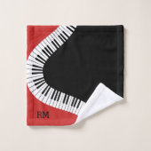 Design de piano monographique rouge blanc et noir (Gant de toilette)
