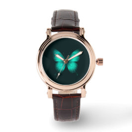 DESIGN DE RELÓGIO FEMININO BORBOLETA VERDES HORLOGE