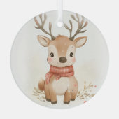 Design de rennes de bébé sur un ornement en verre (Verso)