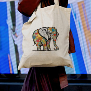 Design de sac fourre-tout d'éléphant coloré