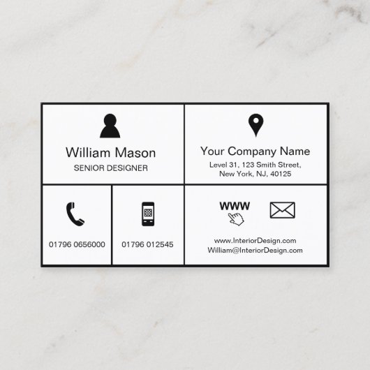 Design de style Metro noir et blanc - Carte de vis (Devant)