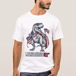 Design de T-Shirt Blanc Amerisaurus Rex Patriotiqu