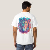 Design de T-shirt géométrique Lion cosmique (Dos entier)