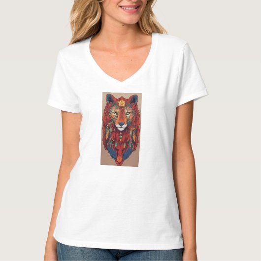 Design de T-shirt Lion géométrique (Devant)