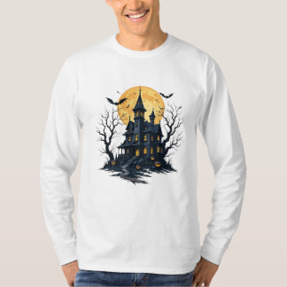 design de t-shirt maison hanté