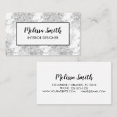 Design d'intérieur Floral Carte de visite gris (Devant / Derrière)