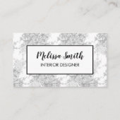 Design d'intérieur Floral Carte de visite gris (Devant)