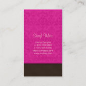 Design d'intérieur rose/spa de carte de visite de (Dos)