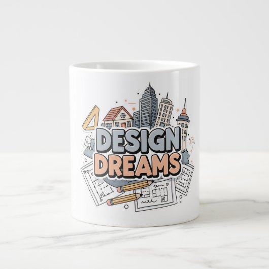 Design Droom Architectuur & Engineering Schets Extra Grote Beker (Voorkant)