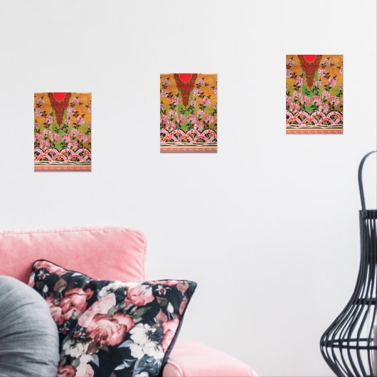 design d'un mur rouge et noir suspendu (Salon)