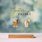 Design Elégant Aquarelle Signature Boissons (Neutre)