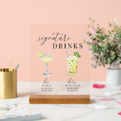 Design Elégant Aquarelle Signature Boissons (Mariage)