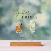 Design Elégant Aquarelle Signature Boissons (Neutre)