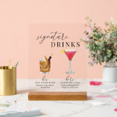 Design Elégant Aquarelle Signature Boissons (Mariage)