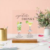 Design Elégant Aquarelle Signature Boissons (Mariage)