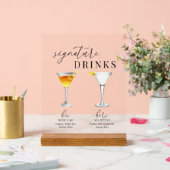 Design Elégant Aquarelle Signature Boissons (Mariage)