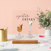 Design Elégant Aquarelle Signature Boissons (Mariage)