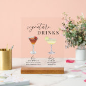 Design Elégant Aquarelle Signature Boissons (Mariage)