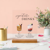 Design Elégant Aquarelle Signature Boissons (Mariage)