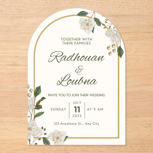 Design élégant de carte Faire-part de mariage flor (Recto)