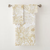 Design élégant de doodles à fleurs dorées (En situation)