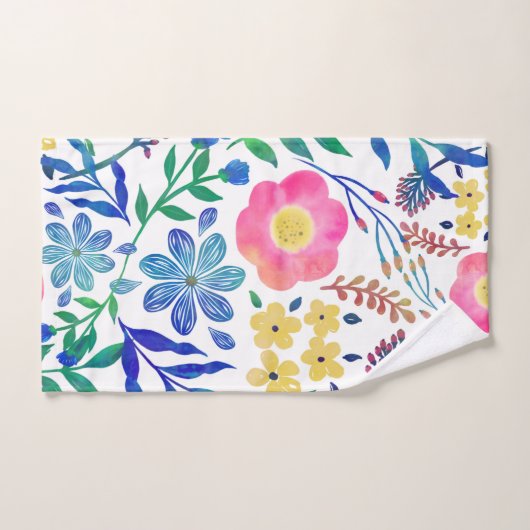 Design élégant de peinture à la main de fleurs ros (Serviette à main)