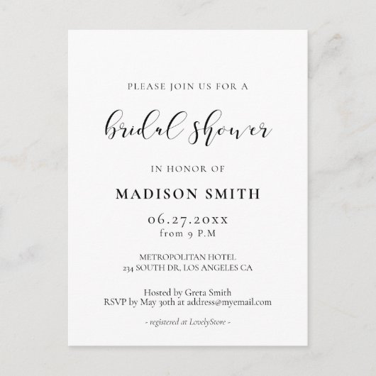 Design élégant Invitation douche nuptiale (Devant)