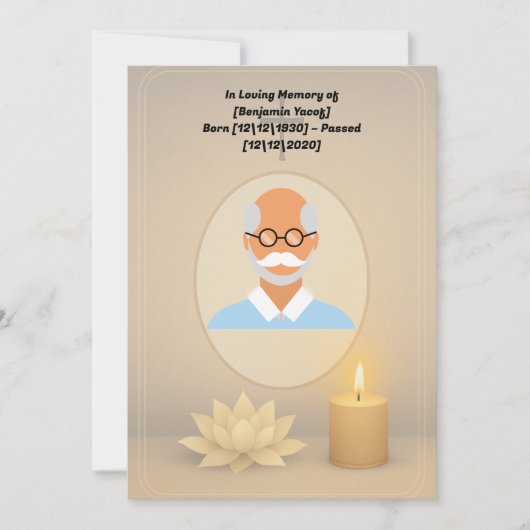 Design élégant minimaliste de carte funéraire (Devant)