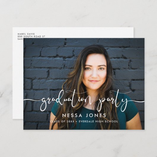 Design élégant Photo remise de diplômes invitation (Devant / Derrière)