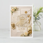 Design élégant pour le dos d'une invitation de mar (Debout devant)