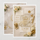 Design élégant pour le dos d'une invitation de mar (Devant / Derrière)