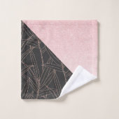 Design élégant rose en or bambou feuillage rose (Gant de toilette)